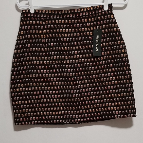 NWT River Island 🇬🇧 metallic patterned miniskirt - Picture 1 of 10
